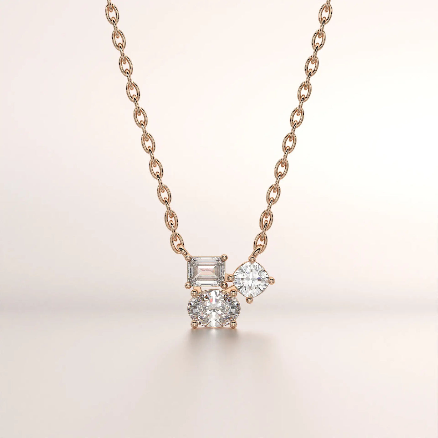 pendant cluster diamond rose gold 18k front