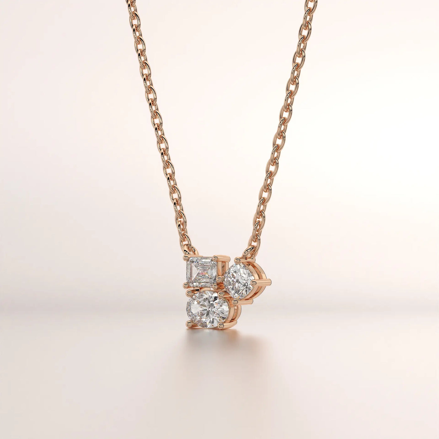 pendant cluster diamond rose gold 18k front