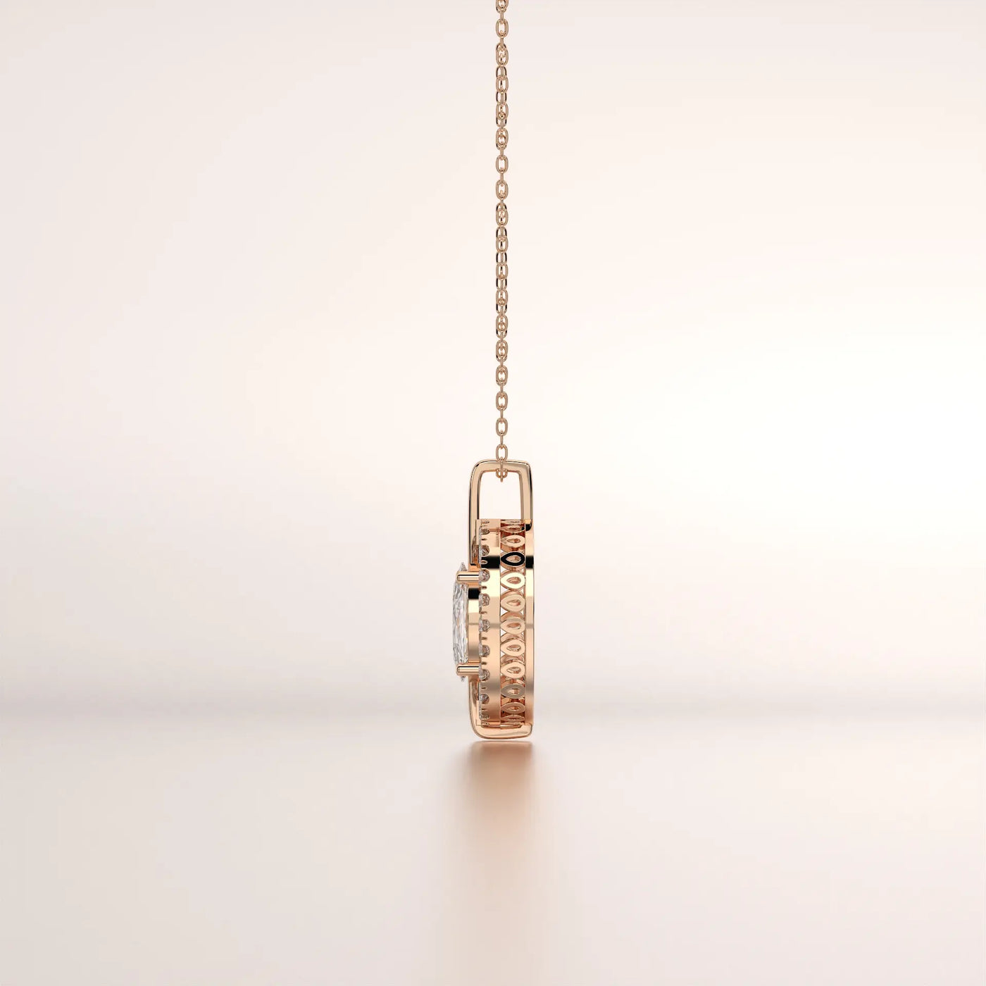 pendant diamond diamond rose gold 18k side profile