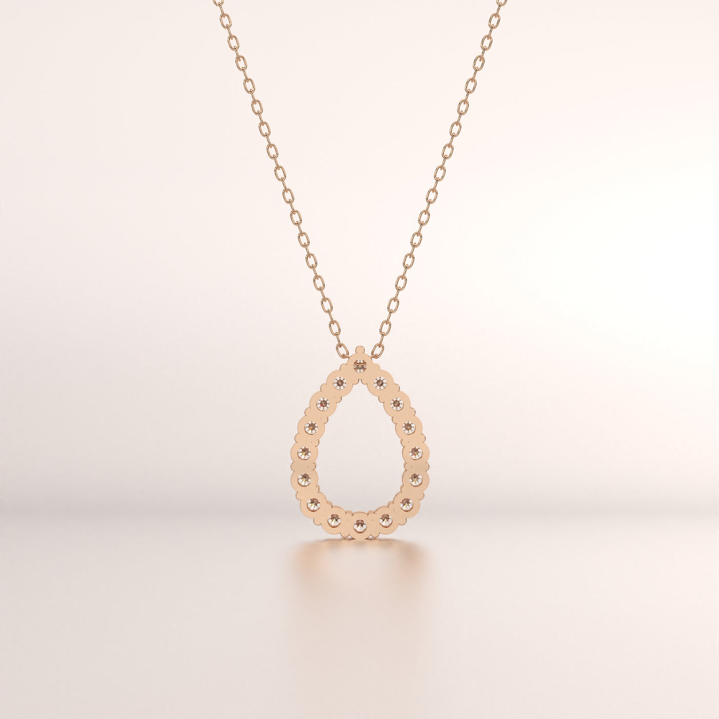 pendant diamond rose gold 14k front