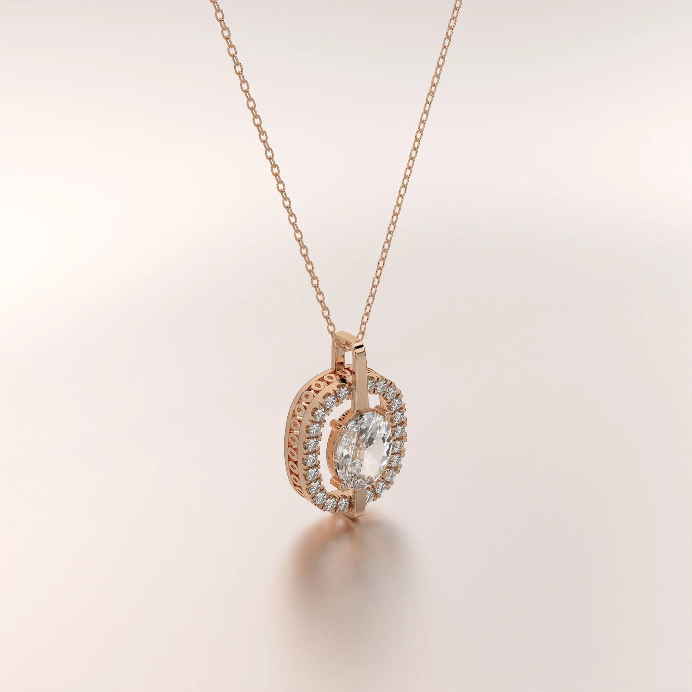 pendant diamond rose gold 18k front