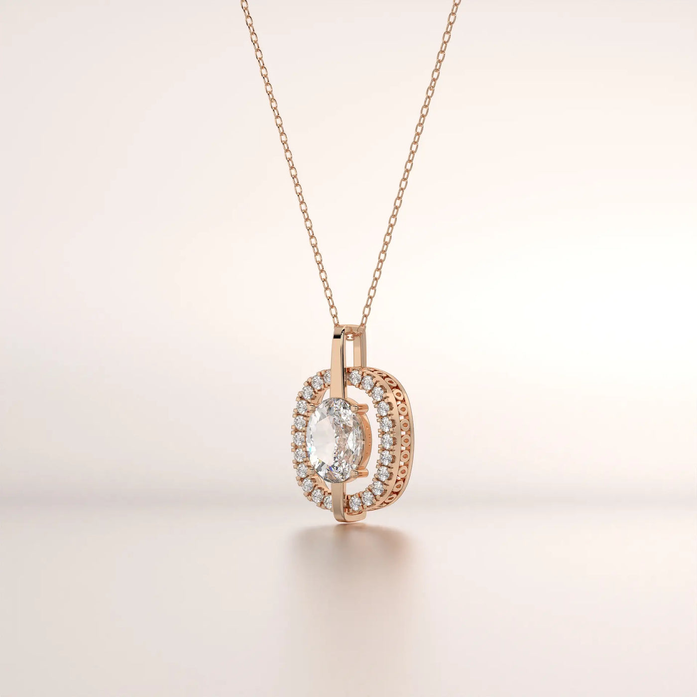 pendant diamond rose gold 18k front