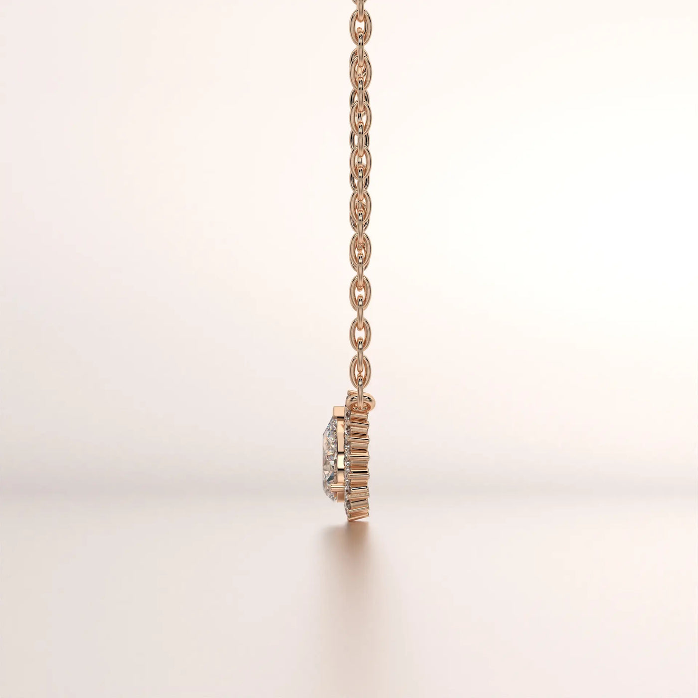 pendant diamond rose gold 18k side profile