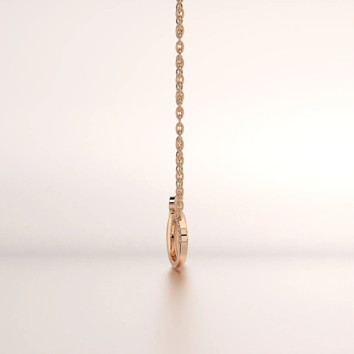 pendant diamond rose gold 18k side profile