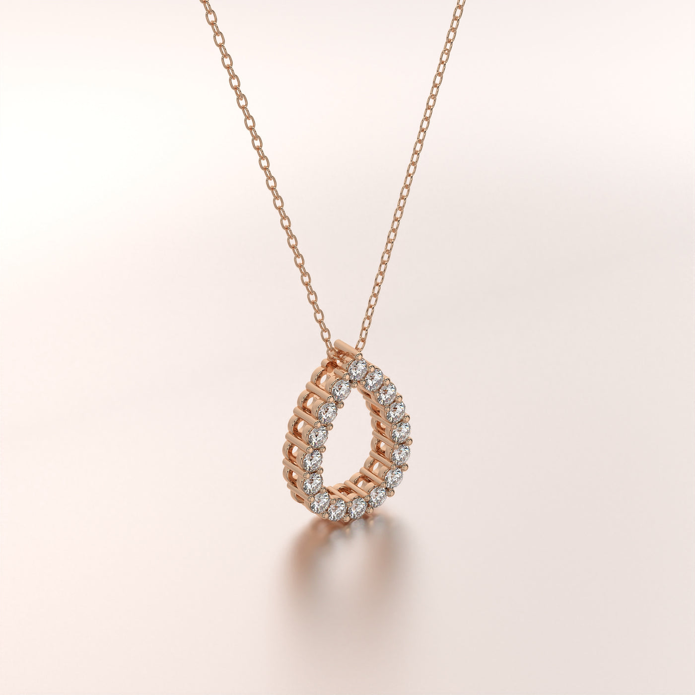 pendant drop diamond rose gold base front
