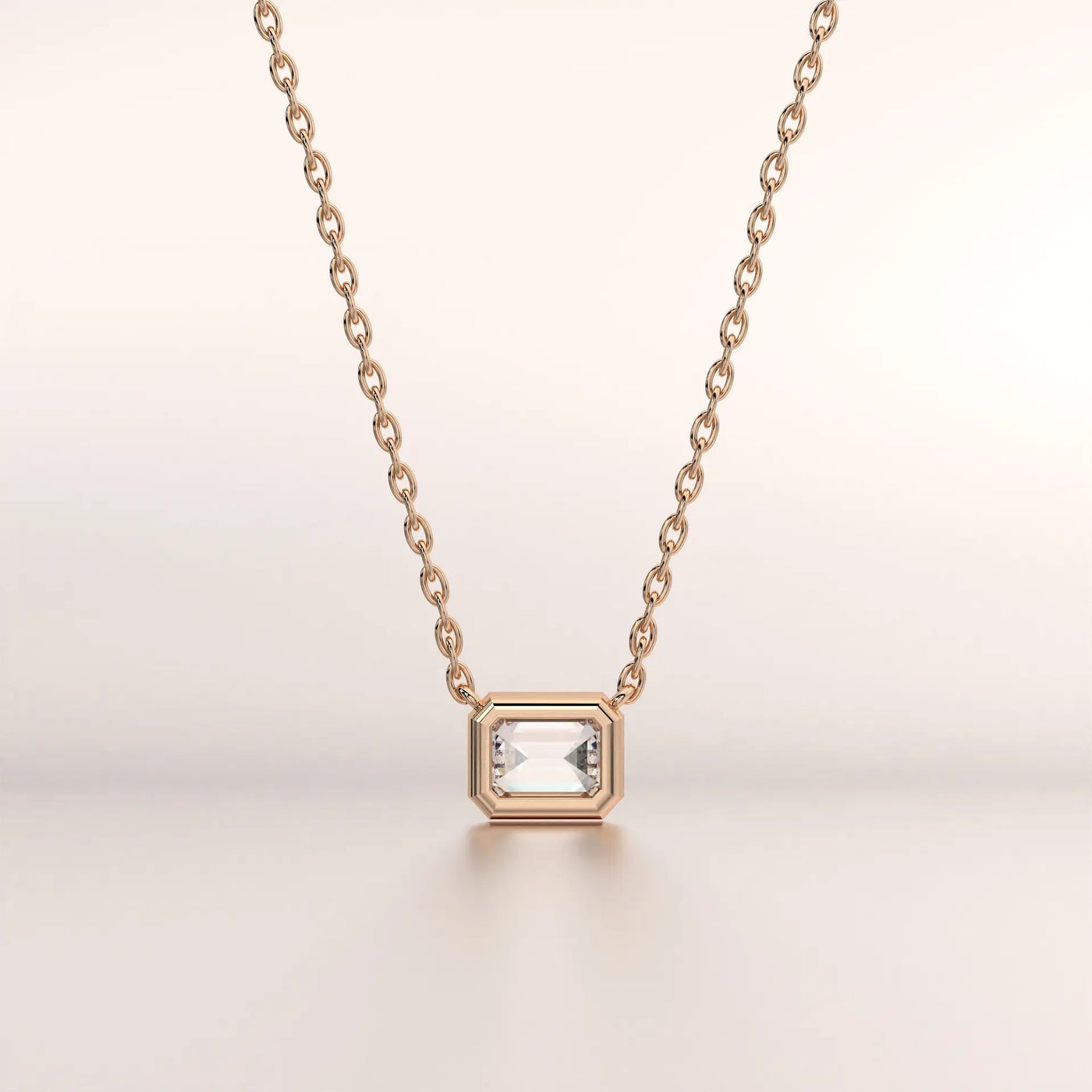 pendant emerald diamond rose gold 14k front