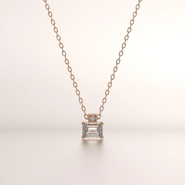 pendant emerald diamond rose gold 18k front
