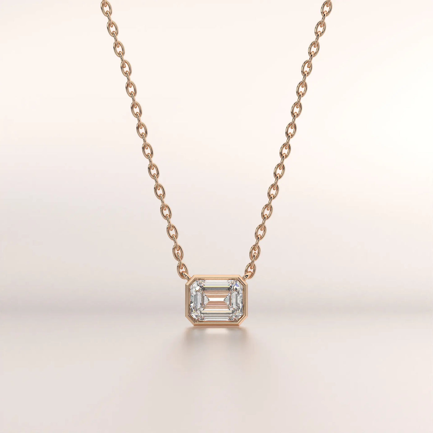 pendant emerald diamond rose gold 18k front