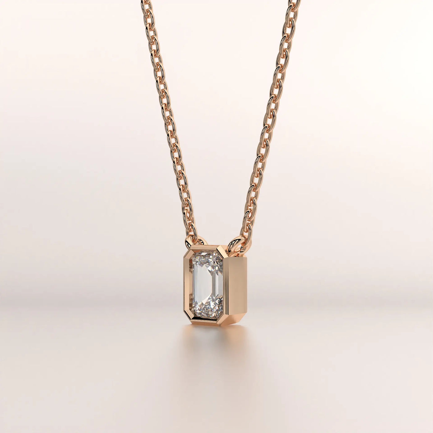 pendant emerald diamond rose gold 18k front