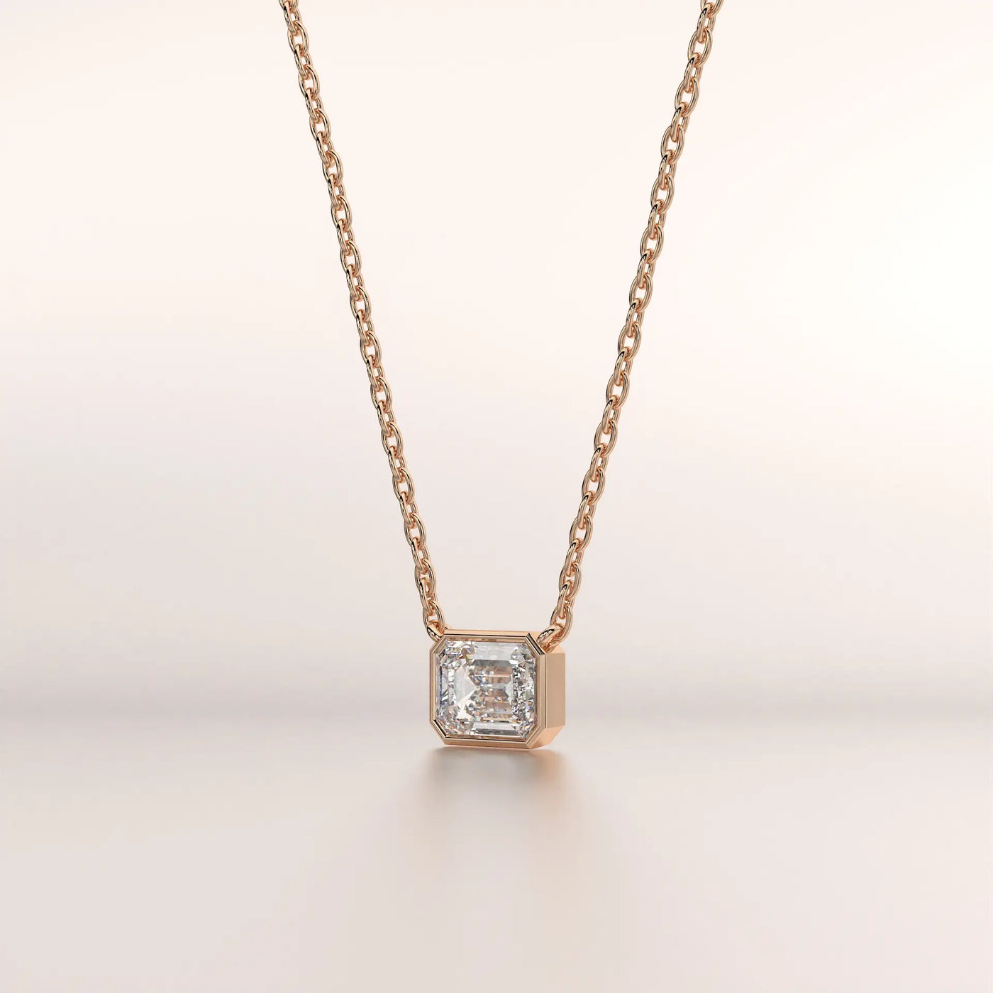 pendant emerald diamond rose gold 18k front