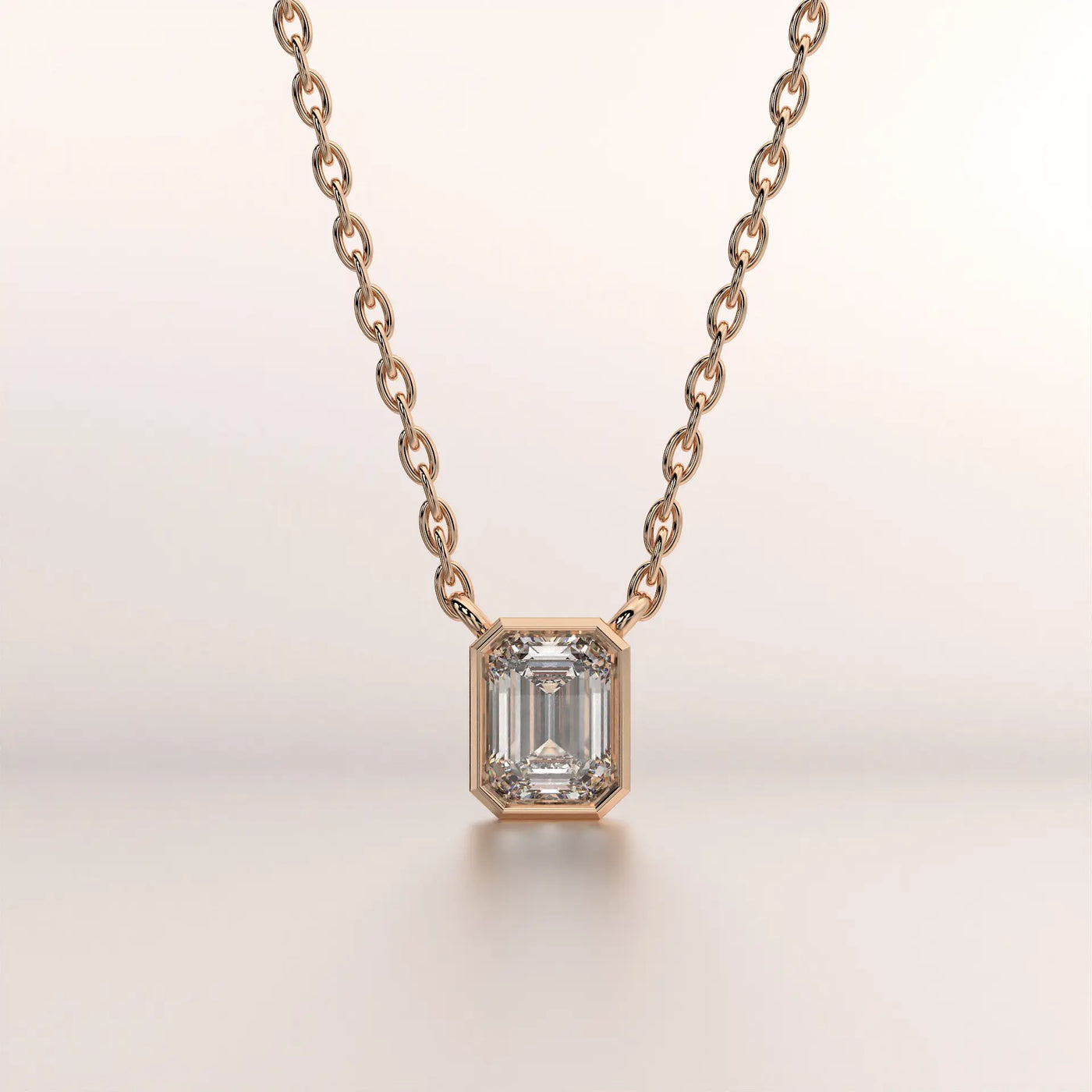 pendant emerald diamond rose gold base front