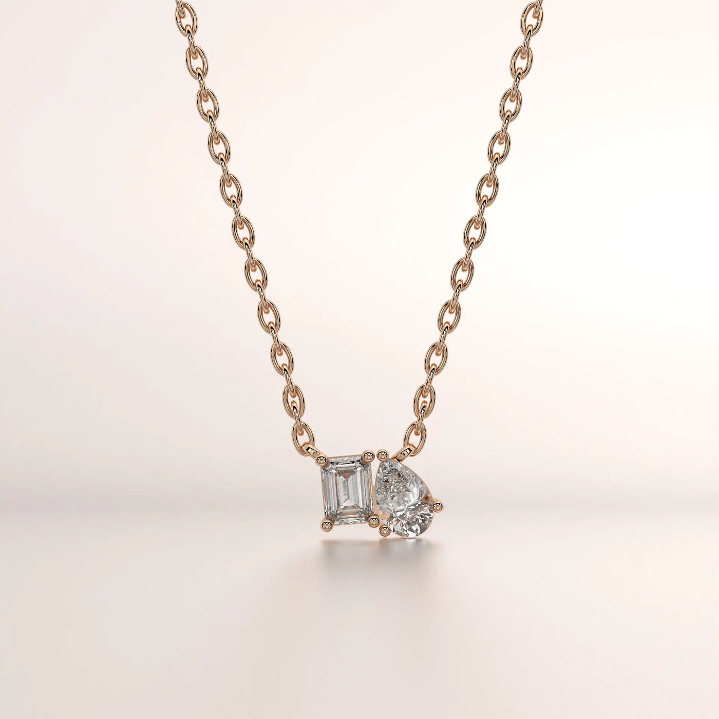 pendant emerald pear diamond rose gold