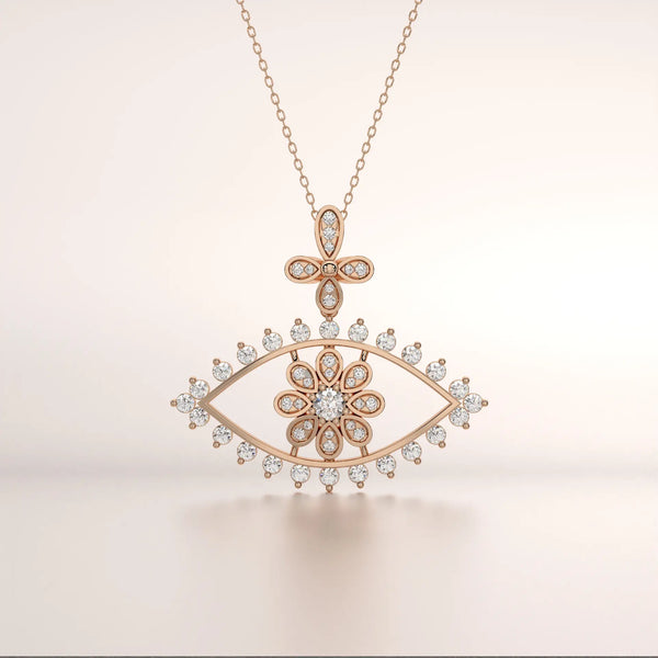 pendant flower diamond rose gold base front