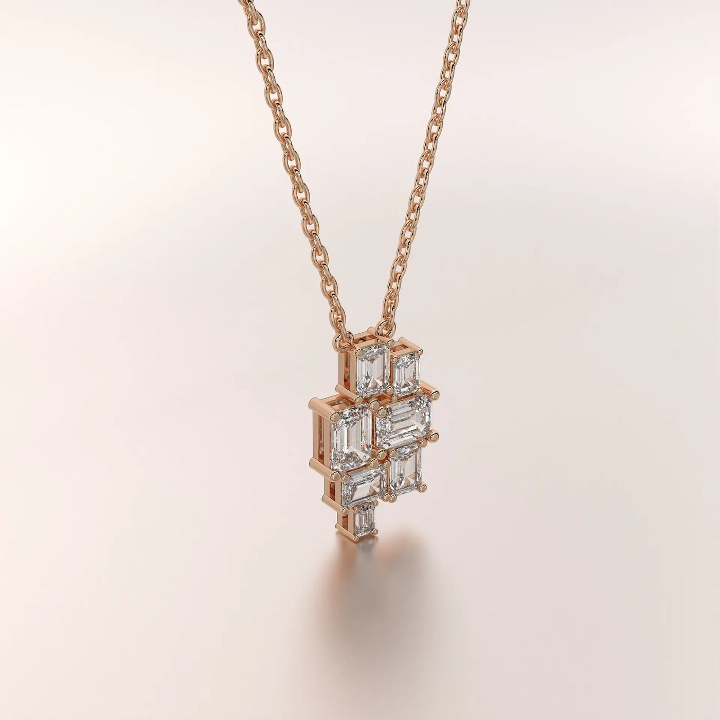 pendant geometric diamond rose gold 18k front