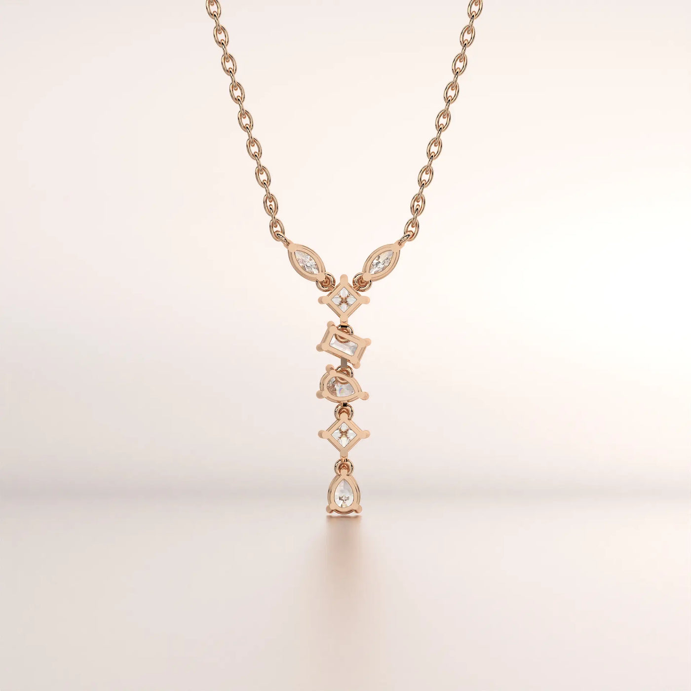 pendant geometric diamond rose gold base front