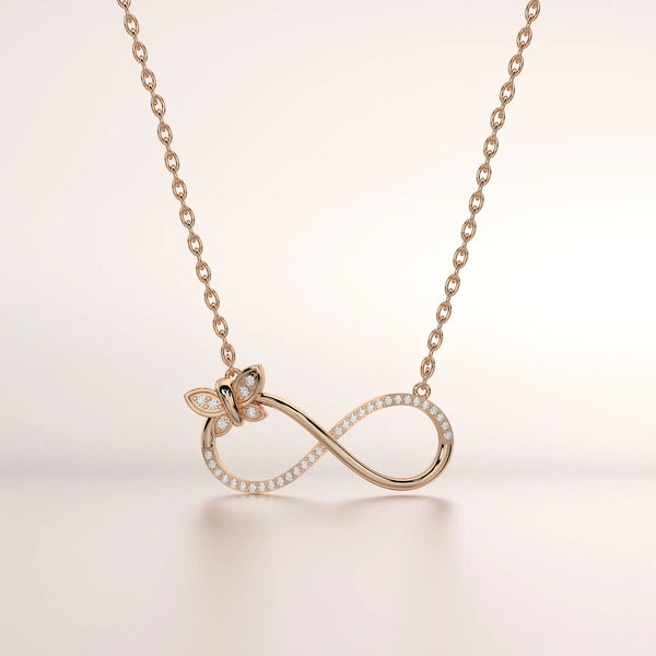 pendant infinity diamond rose gold 14k front