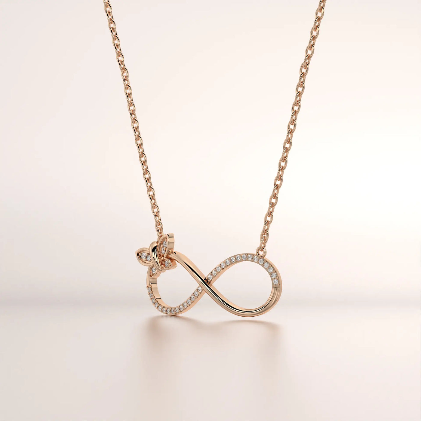 pendant infinity diamond rose gold 18k front