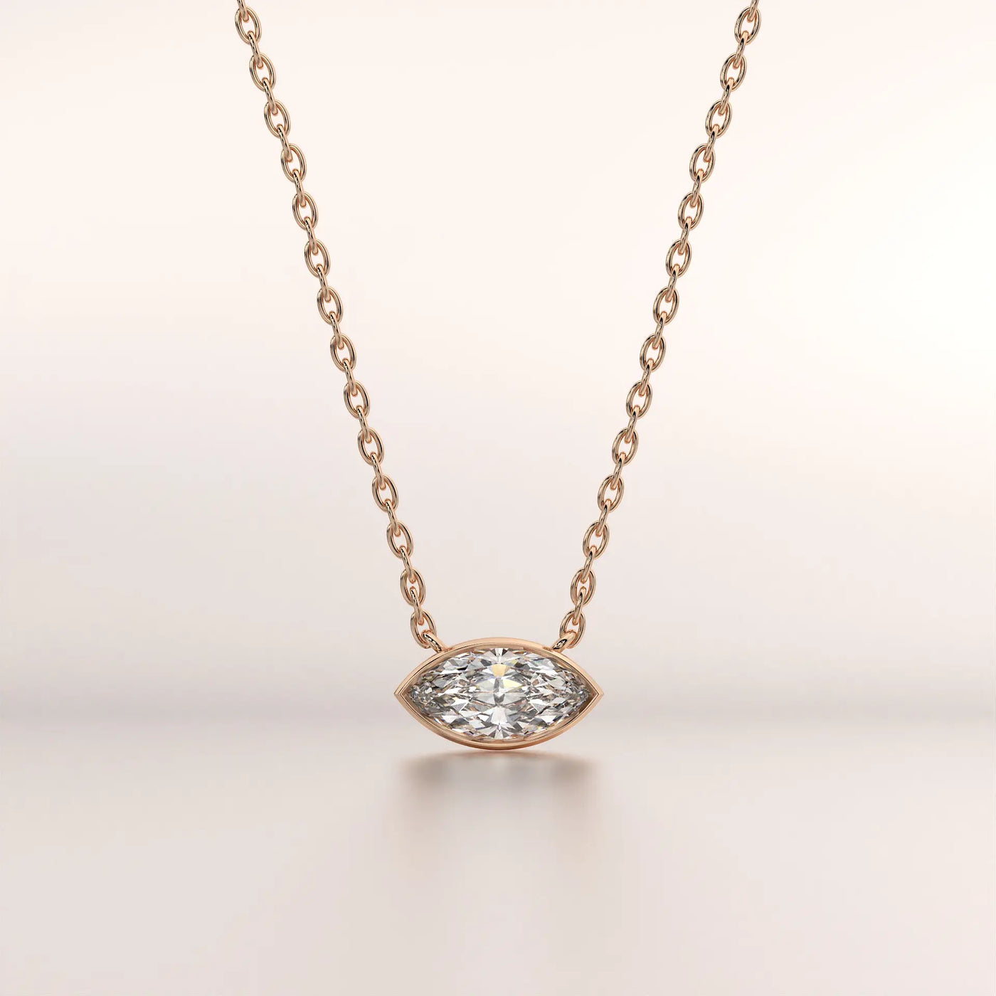 pendant marquise diamond rose gold 18k front