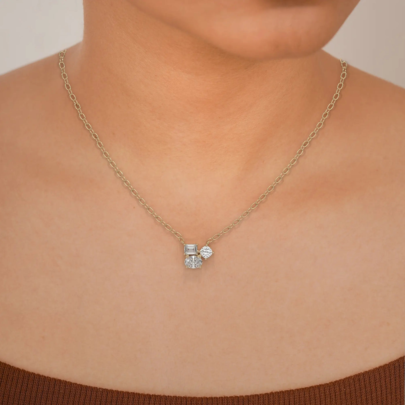 pendant multi gem diamond gold 14k front