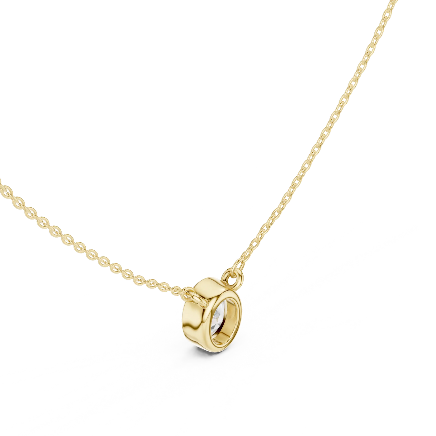 Front-View: Oval Diamond Pendant with Bezel Setting in 14k Gold - Lab Grown - Driona Jewels
