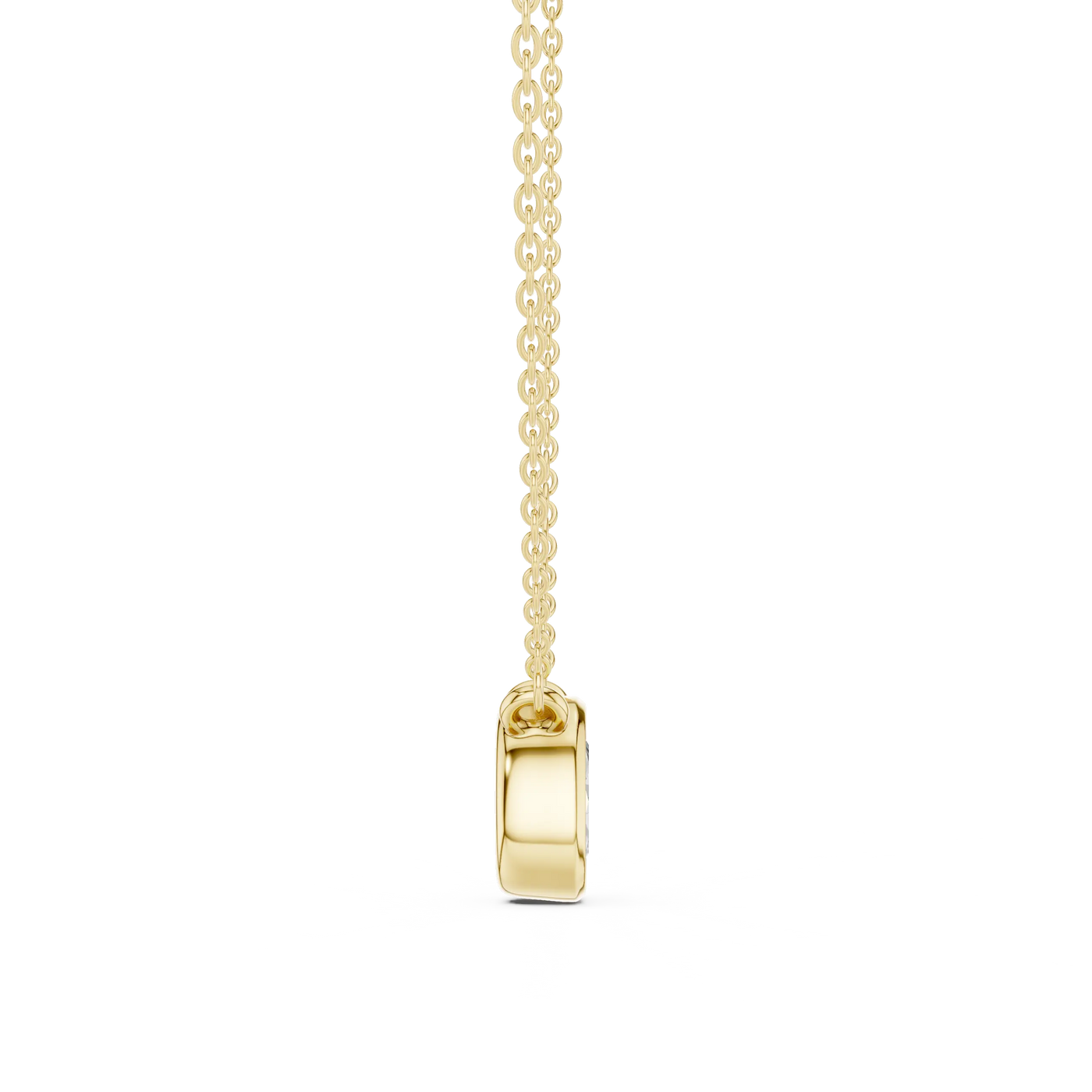 Front-view: Oval Diamond Pendant with Solitaire Setting in 14k Gold - Lab Grown - Driona Jewels