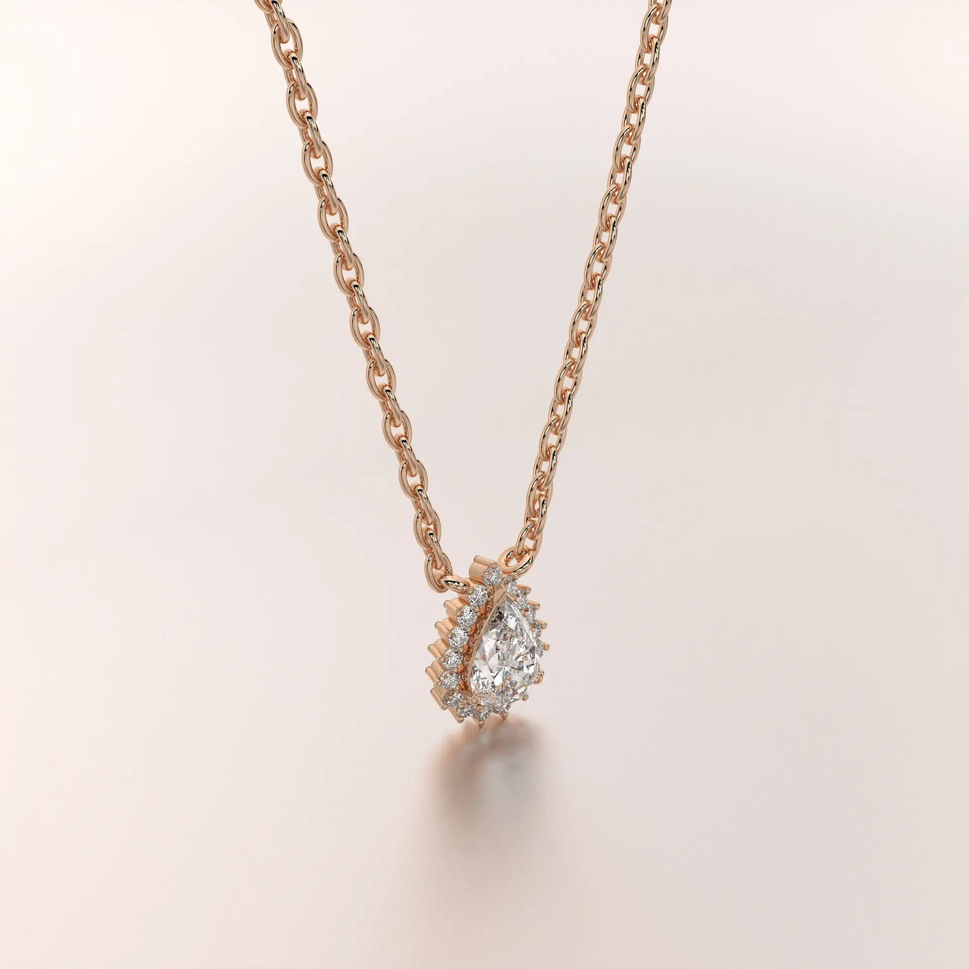 pendant pear diamond rose gold 18k front