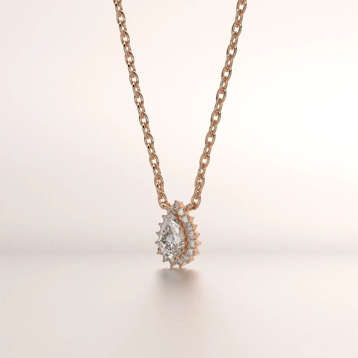 pendant pear diamond rose gold 18k front