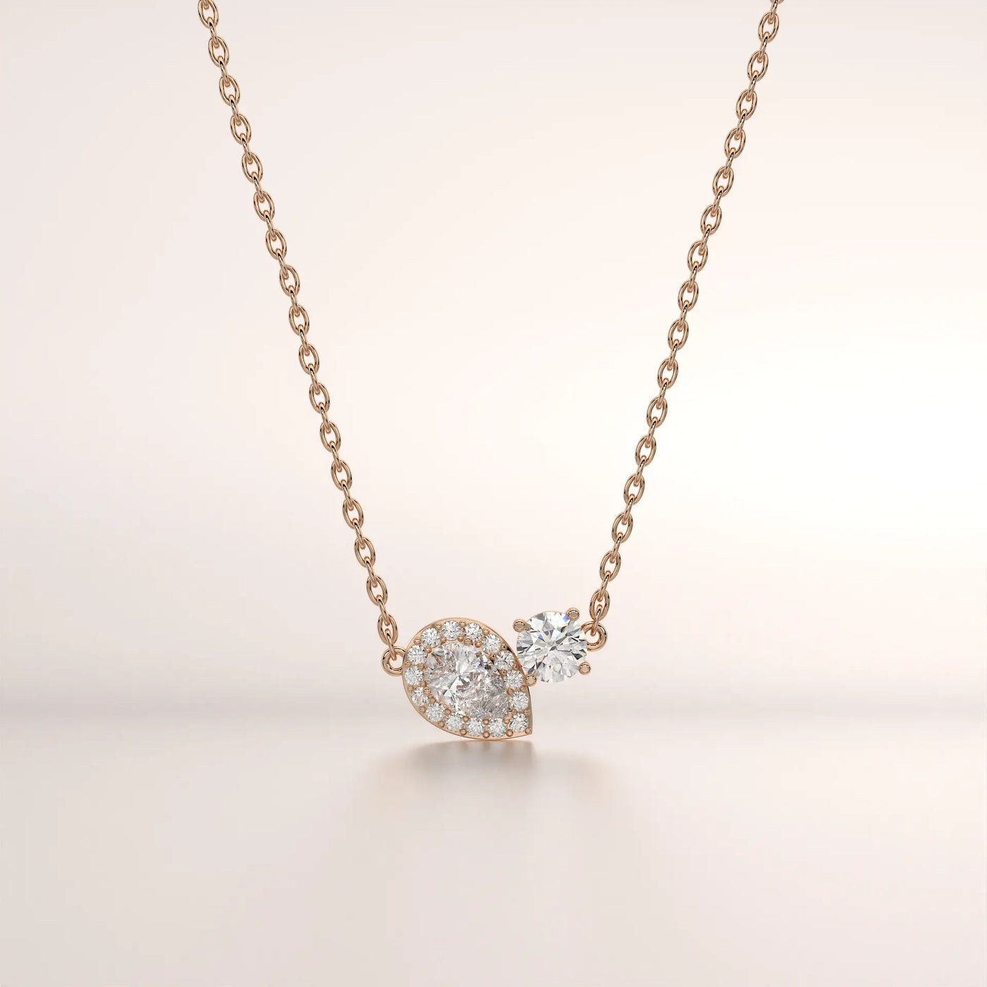 pendant pear diamond rose gold 18k front
