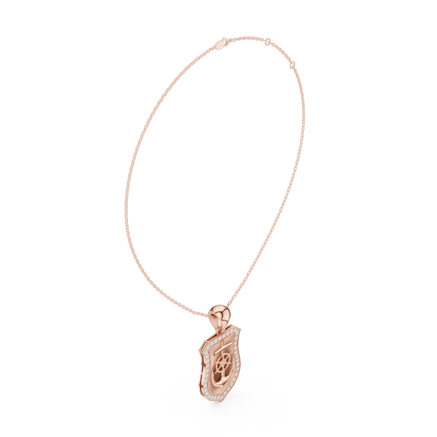 Front-View: Princess Cut Diamond Pendant with Pave Setting in 14k Rose Gold - Lab Grown - Driona Jewels