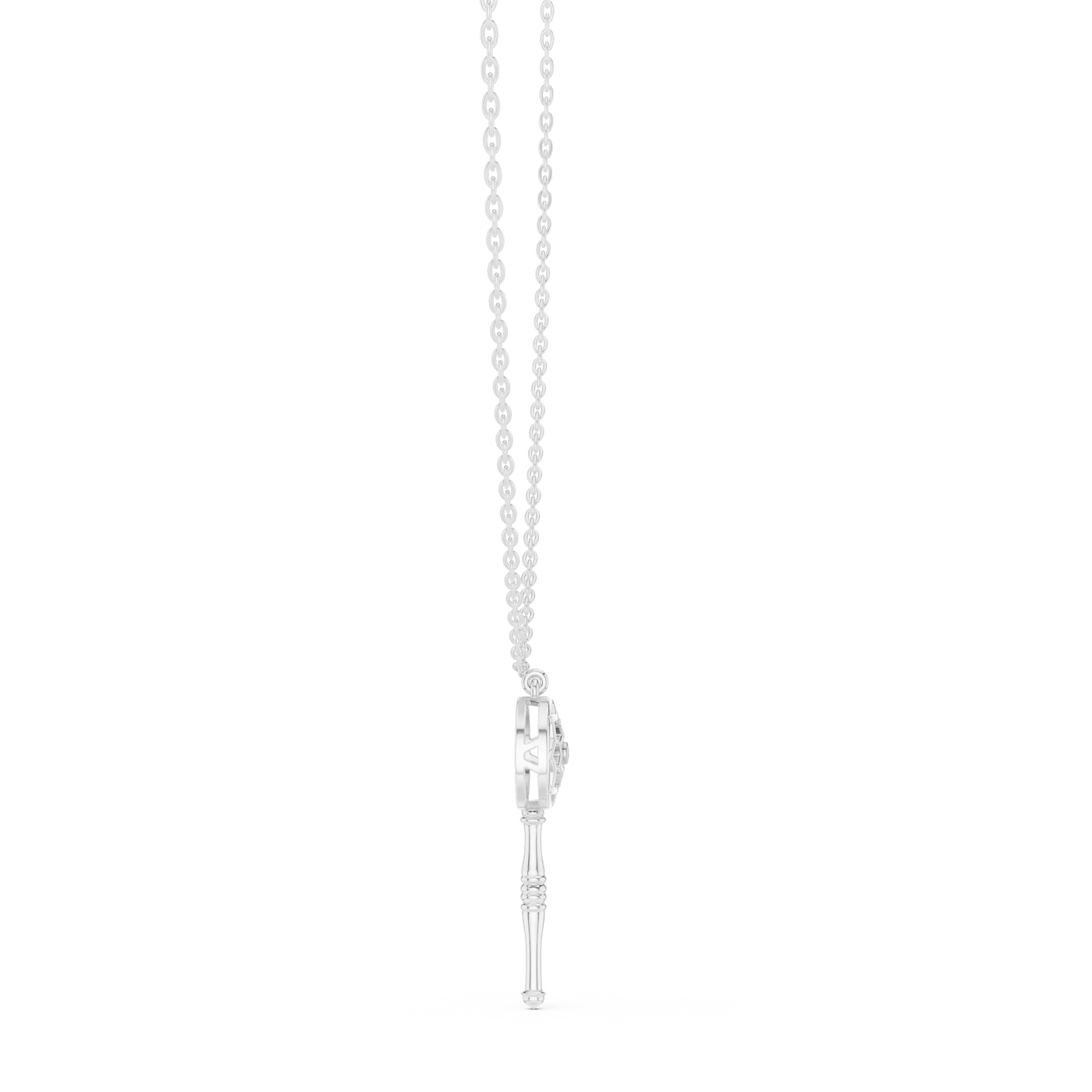 Front-view: Princess Cut Diamond Pendant with Pendant Setting in 14k White Gold - Lab Grown - Driona Jewels