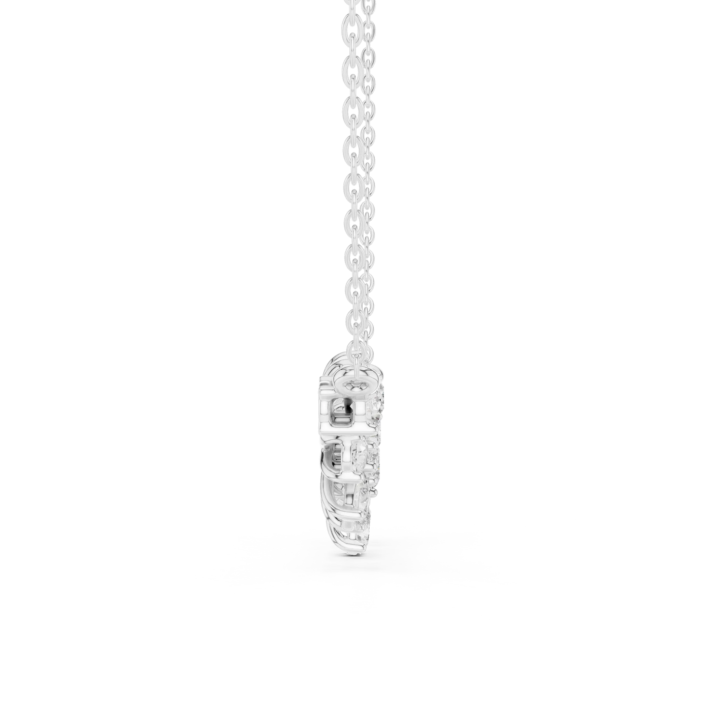 Front-view: Princess Cut Diamond Pendant with Prong Setting in 14k White Gold - Lab Grown - Driona Jewels