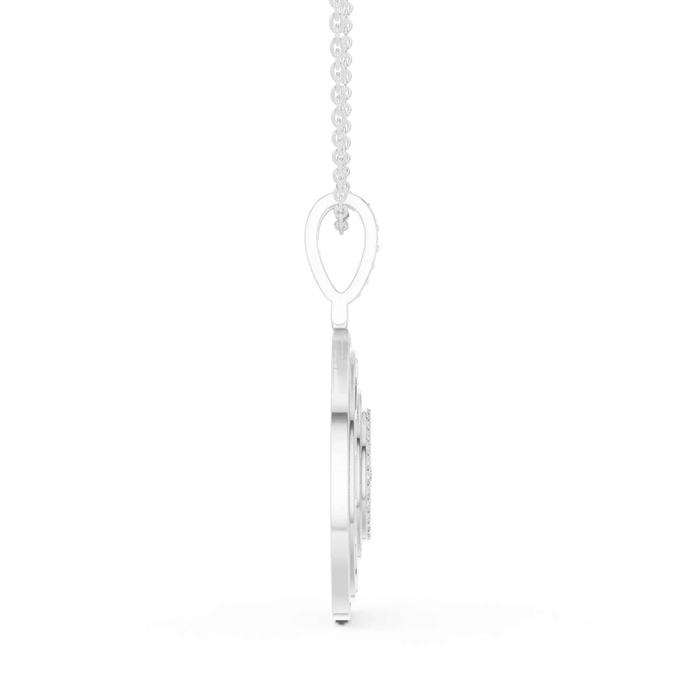 Side-Profile: Princess Diamond Pendant with Prong Setting in 14k White Gold - Lab Grown - Driona Jewels
