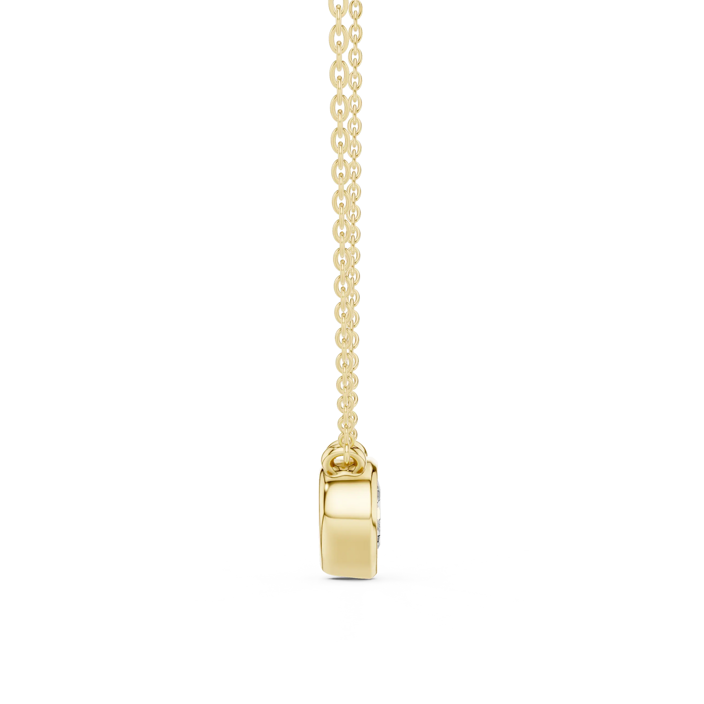 Front-view: Princess Diamond Pendant with Prong Setting in 14k Yellow Gold - Lab Grown - Driona Jewels