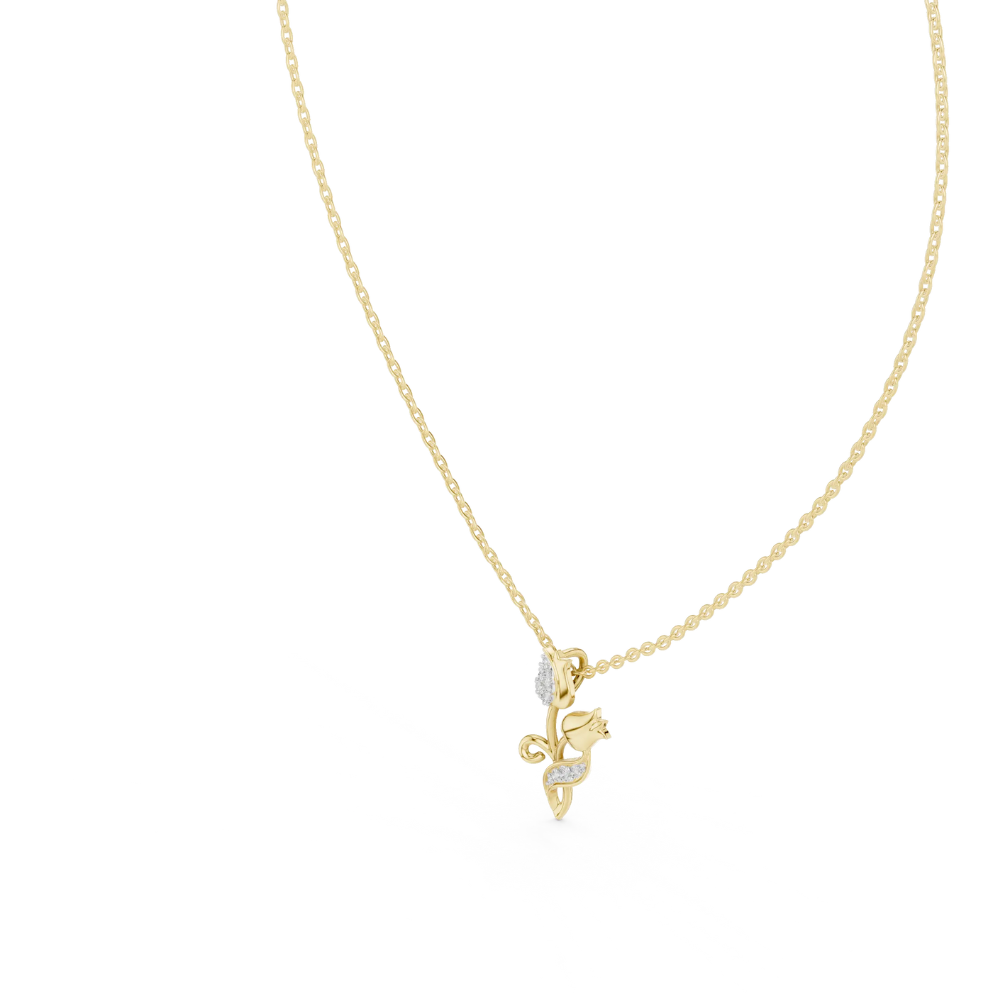 Front-View: Princess Cut Diamond Pendant with Prong Setting in 14k Yellow Gold - Lab Grown - Driona Jewels