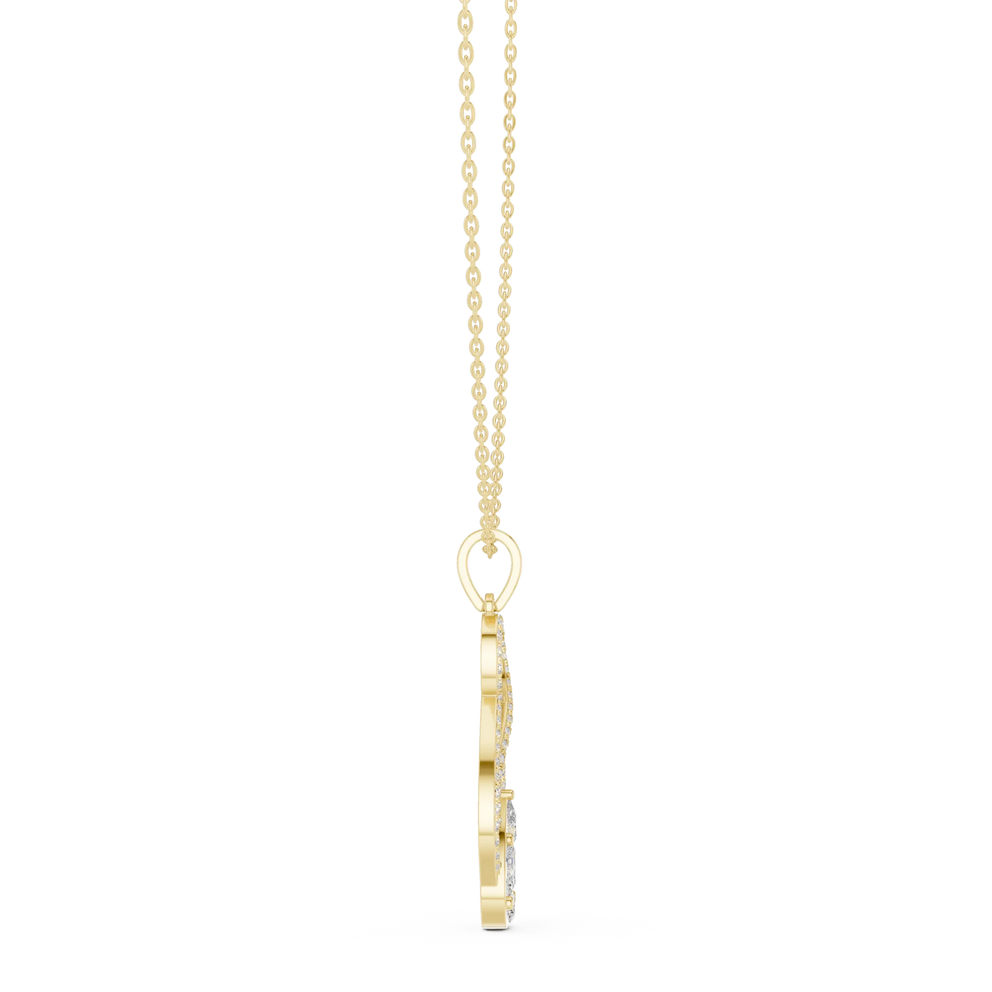 Front-view: Princess Cut Diamond Pendant with Prong Setting in 14k Yellow Gold - Lab Grown - Driona Jewels