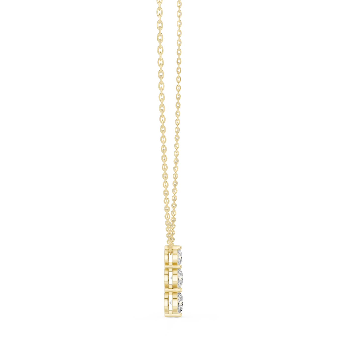 Front: Princess Diamond Pendant with Prong Setting in 14k Yellow Gold - Lab Grown - Driona Jewels