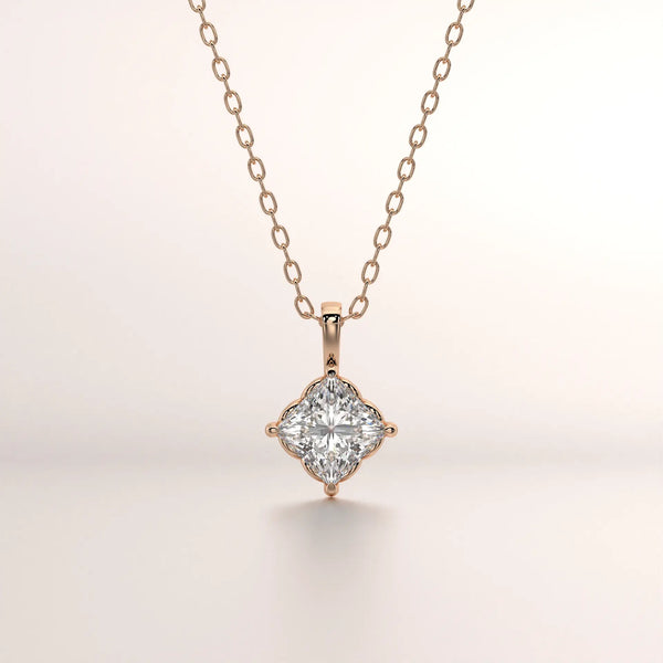 pendant princess diamond rose gold 18k front