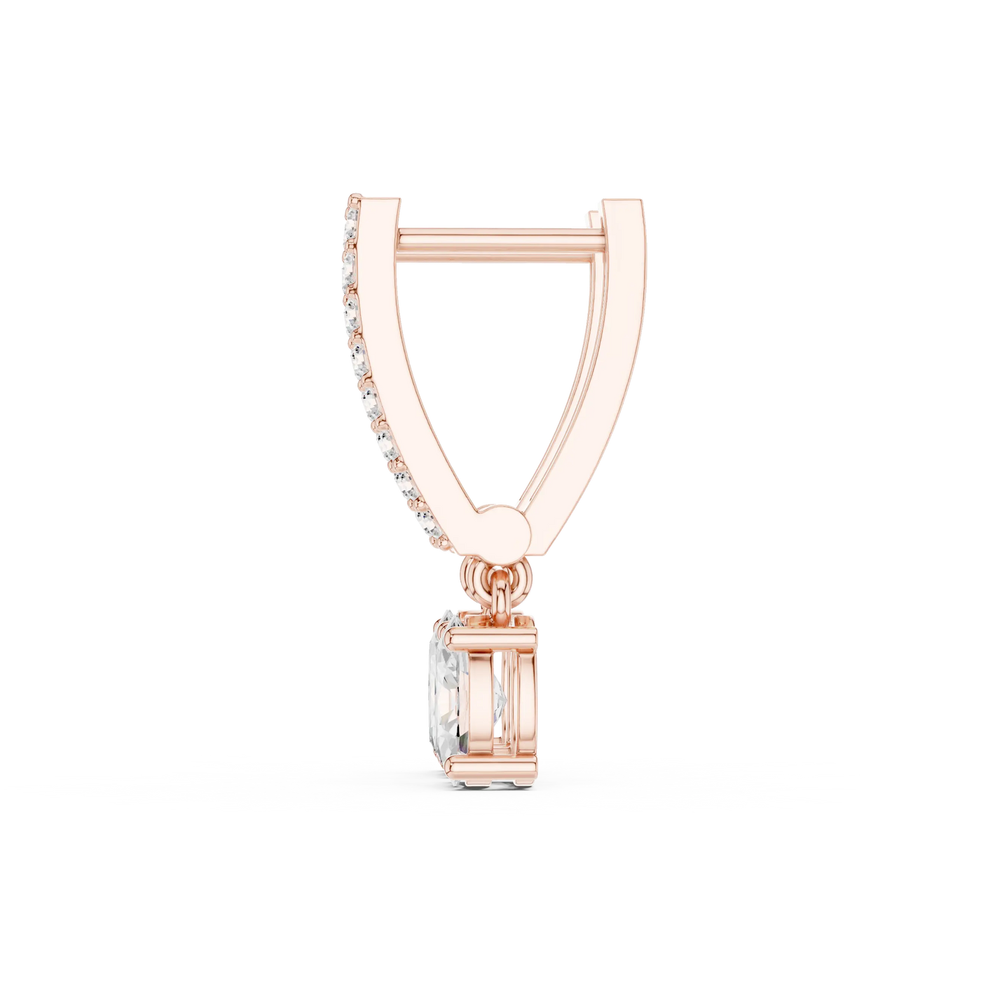 Side-Profile: Princess Diamond Pendant with Solitaire Setting in 14k Rose Gold - Lab Grown - Driona Jewels