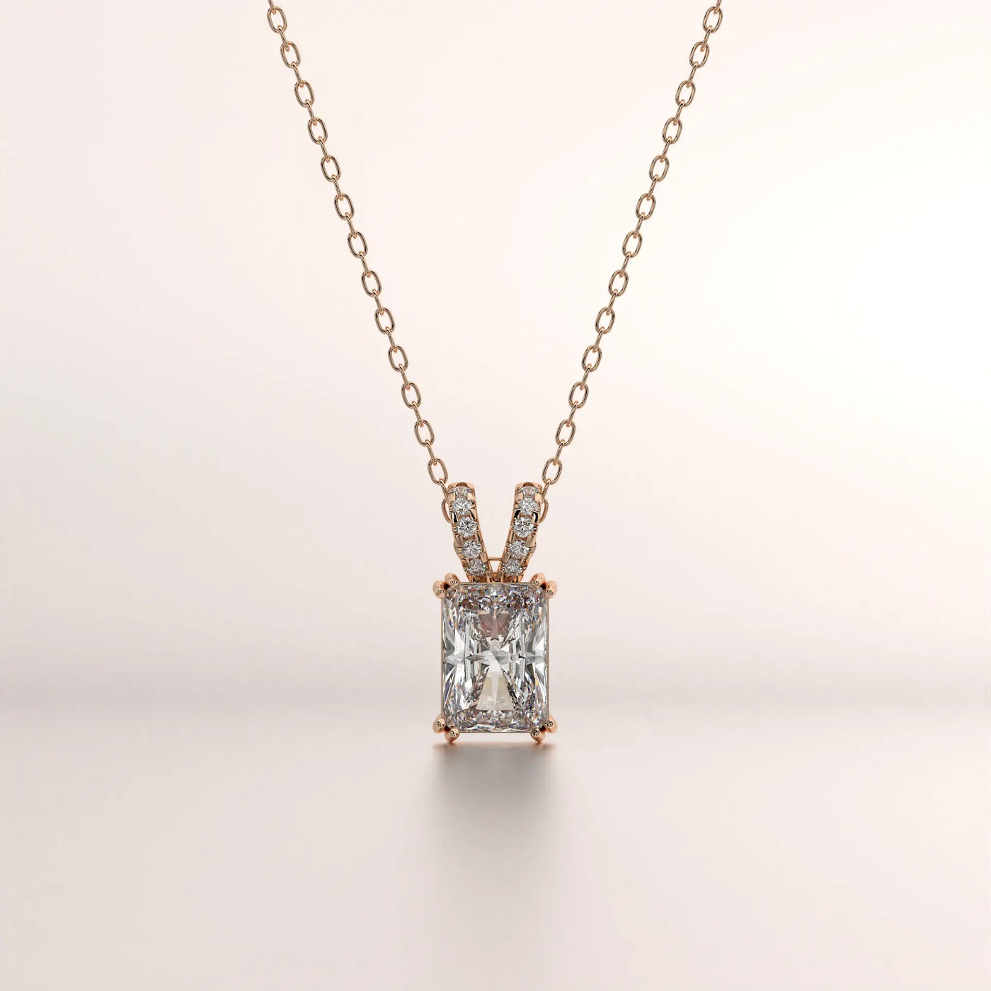 pendant radiant diamond rose gold
