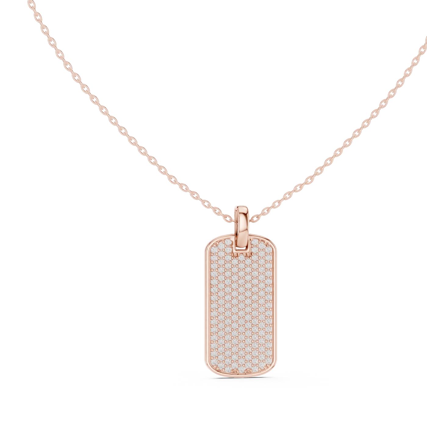 Front-view: Rectangle Diamond Pendant with Bezel Setting in 14k Rose Gold - Lab Grown - Driona Jewels