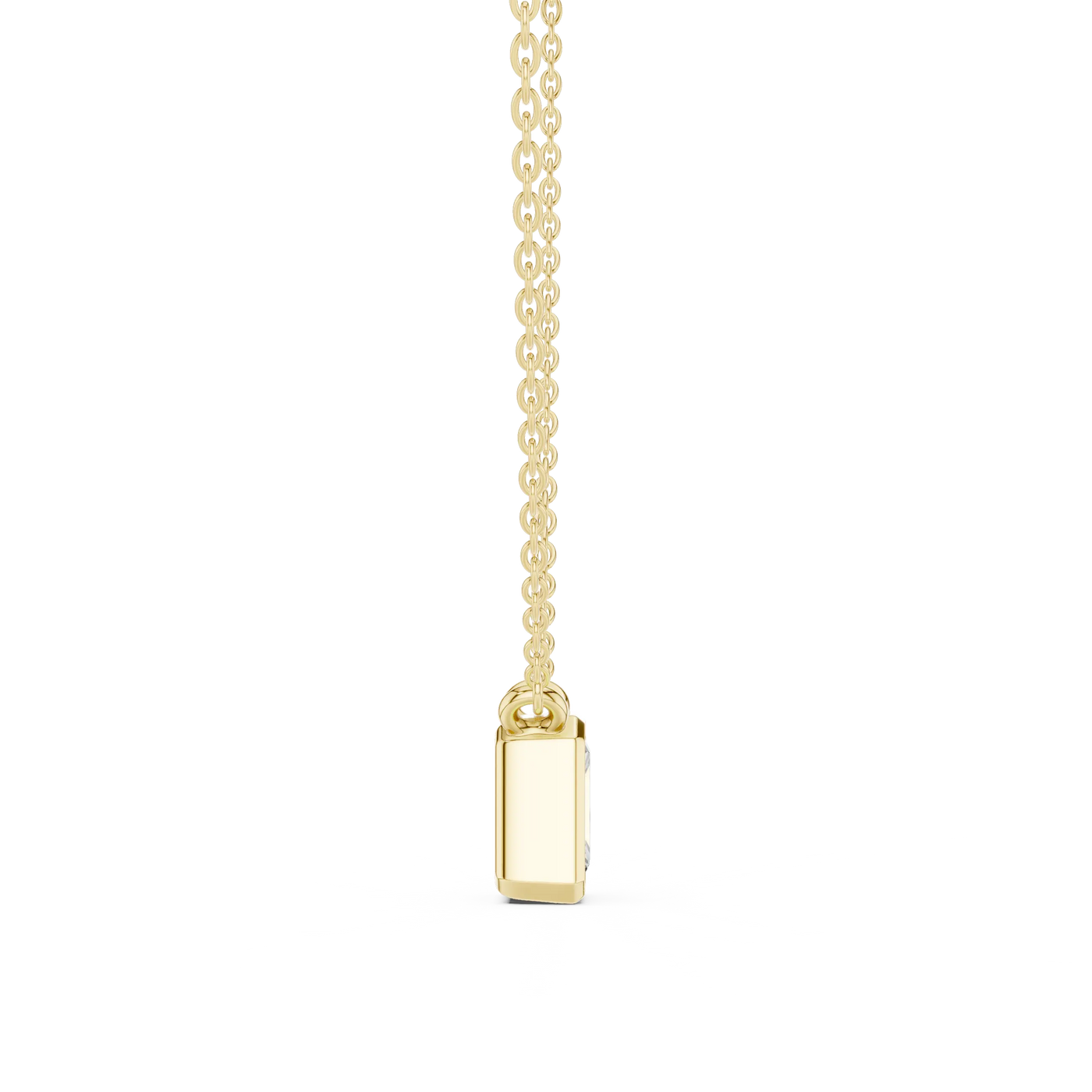 Front-View: Rectangle Diamond Pendant with Prong Setting in 14k Gold - Lab Grown - Driona Jewels
