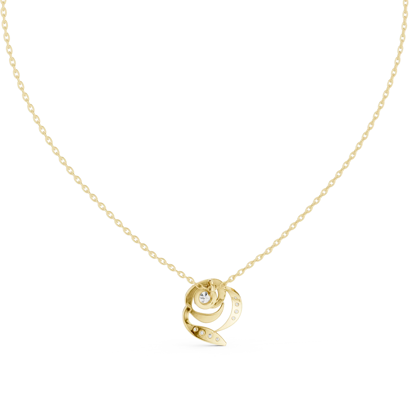 Front-View: Round Diamond Pendant with Bezel Setting in 14k Yellow Gold - Lab Grown - Driona Jewels