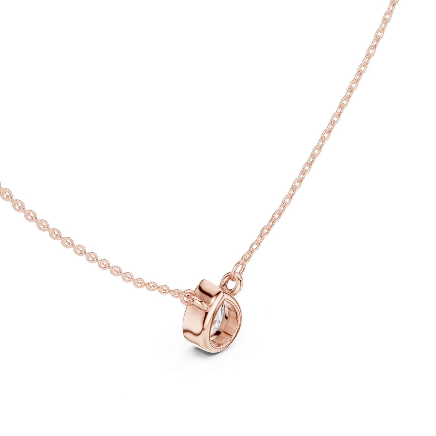 Front-view: Round Diamond Pendant with Prong Setting in 14k Rose Gold - Lab Grown - Driona Jewels