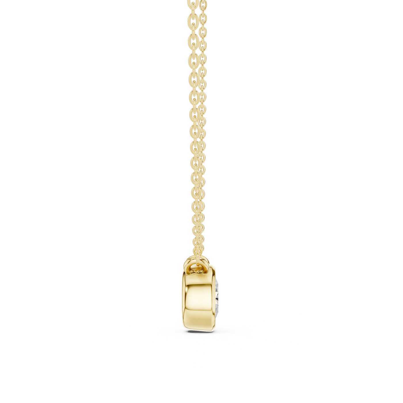 Close-up: Round Diamond Pendant with Prong Setting in 14k Yellow Gold - Lab Grown - Driona Jewels