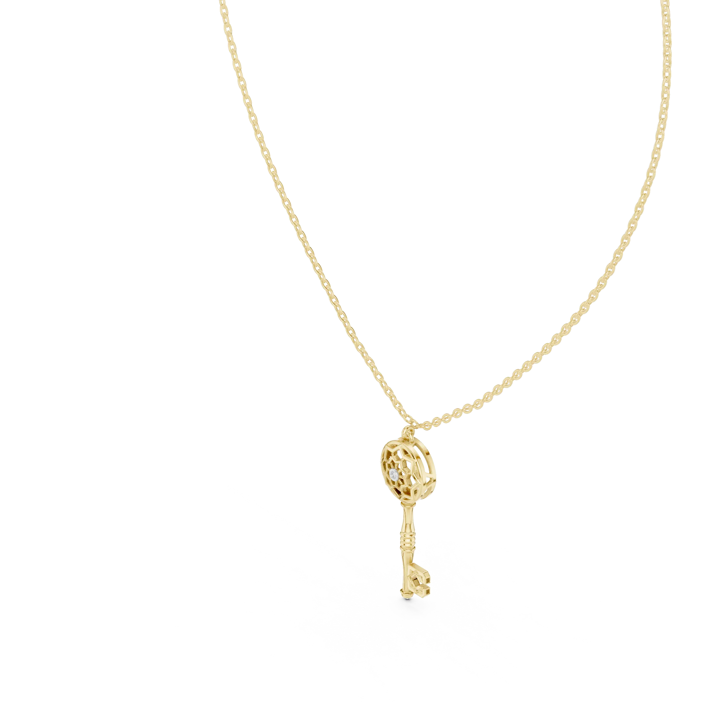 Front-view: Round Diamond Pendant with Prong Setting in 14k Yellow Gold - Lab Grown - Driona Jewels