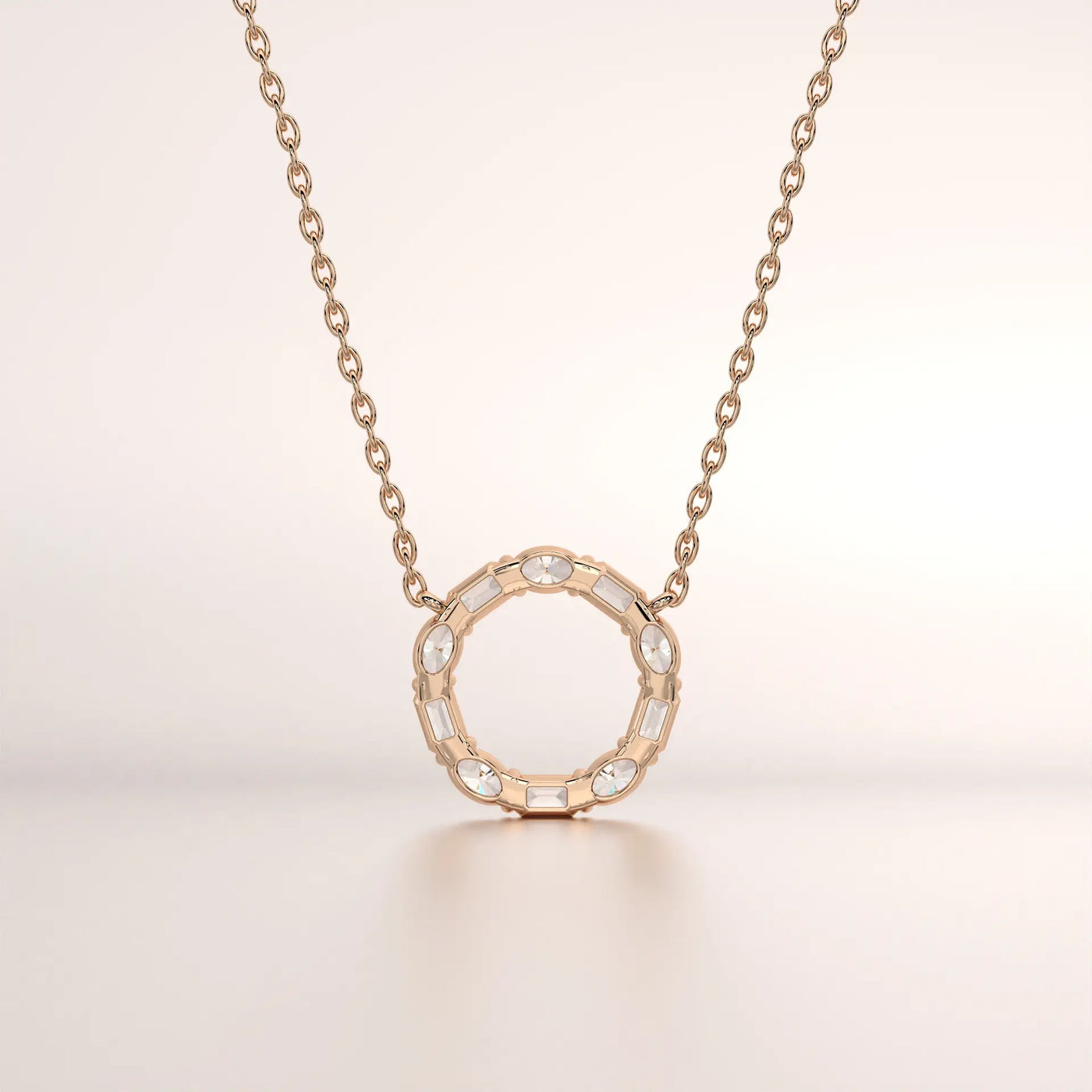 pendant round diamond rose gold base front
