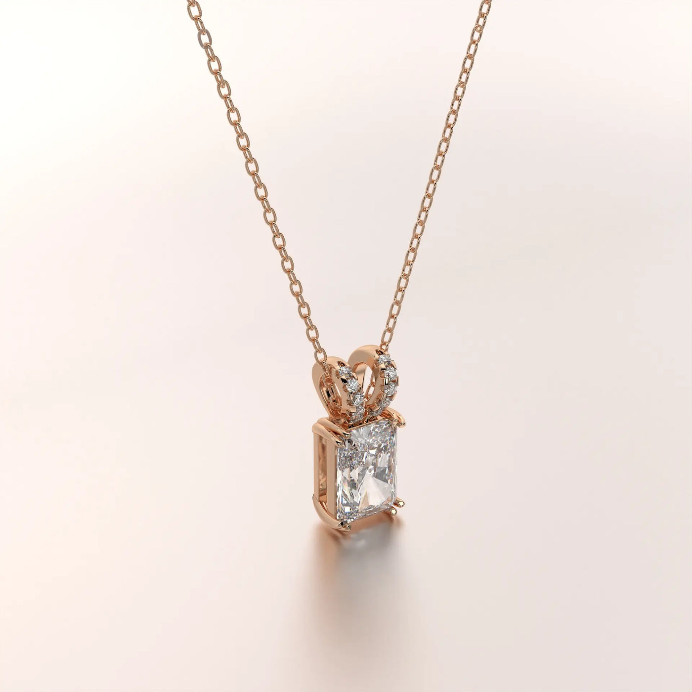 pendant solitaire diamond rose gold 14k front