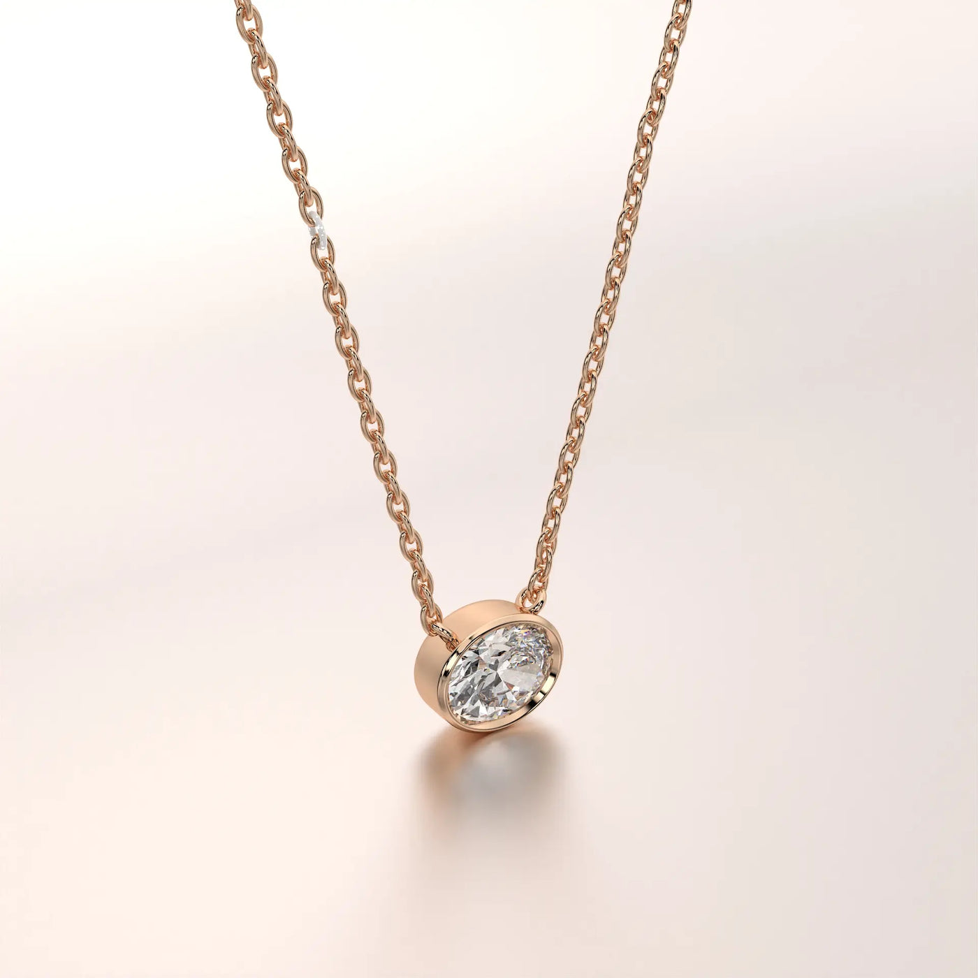 pendant solitaire diamond rose gold 14k front