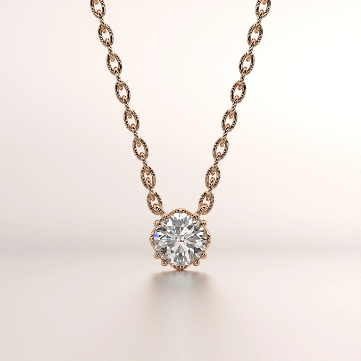 pendant solitaire diamond rose gold 18k front