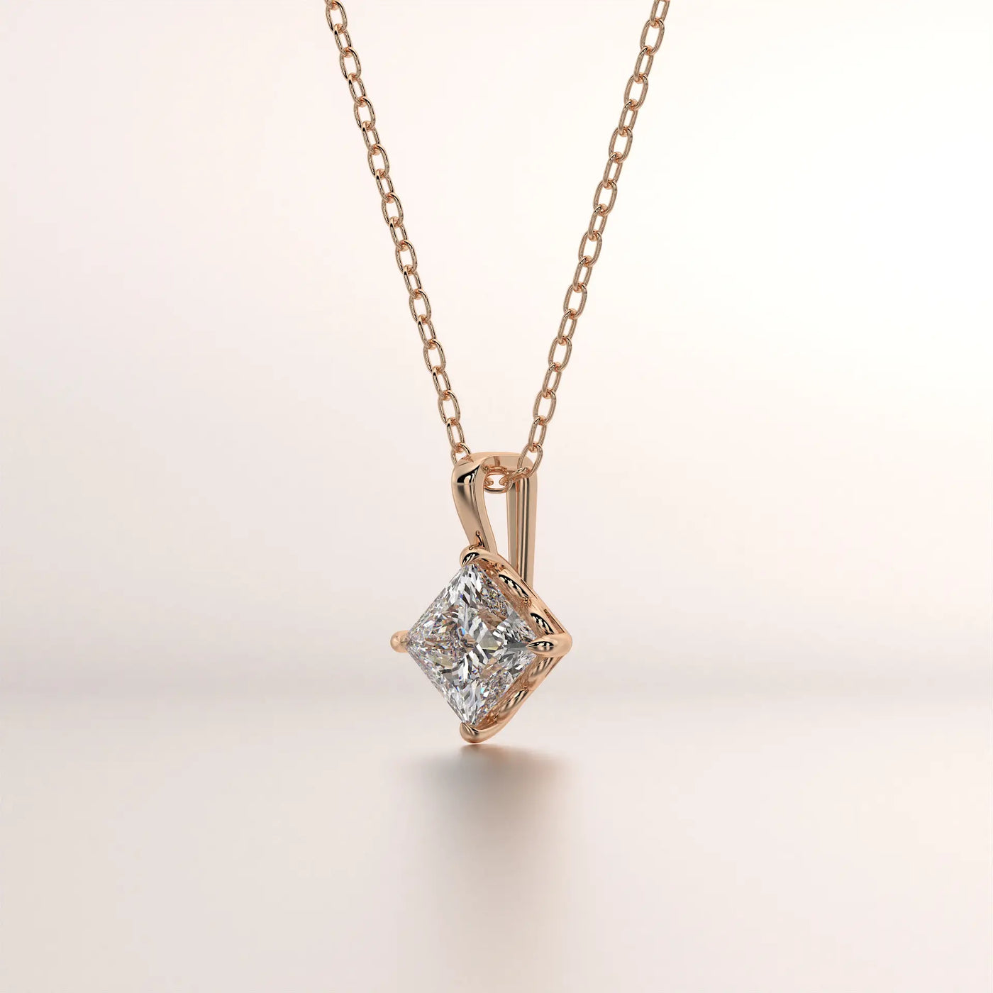 pendant solitaire diamond rose gold 18k front